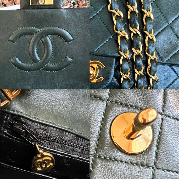 SOLD-on payment plan**Chanel Classic Vintage Mini Square Dark Green Flap Bag - Picture 9 of 11